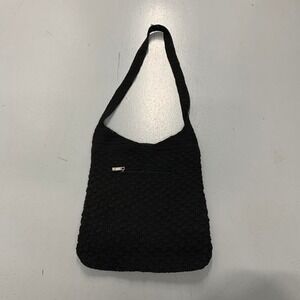 Black Crochet Knit Hobo Bag